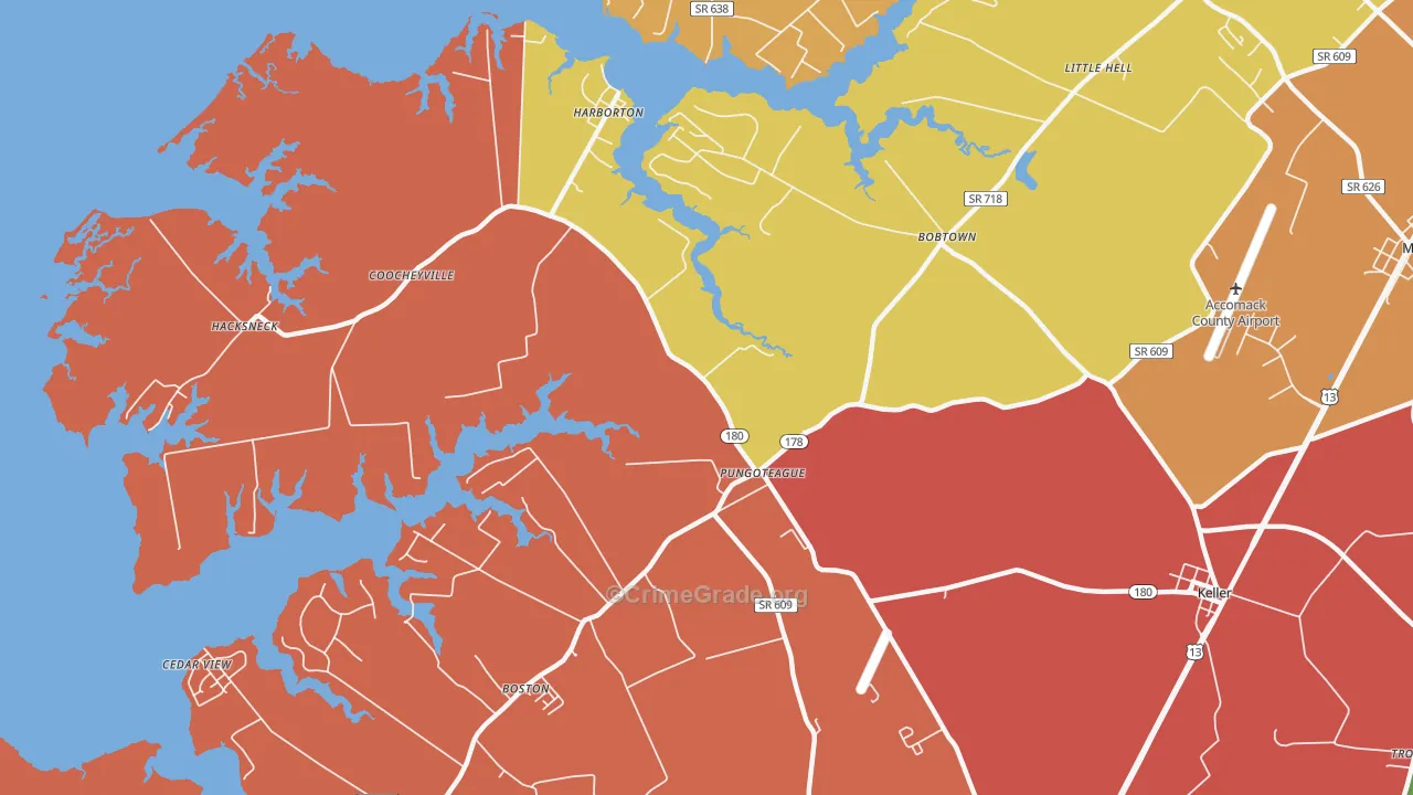 Pungoteague, VA Map of Murder Rates