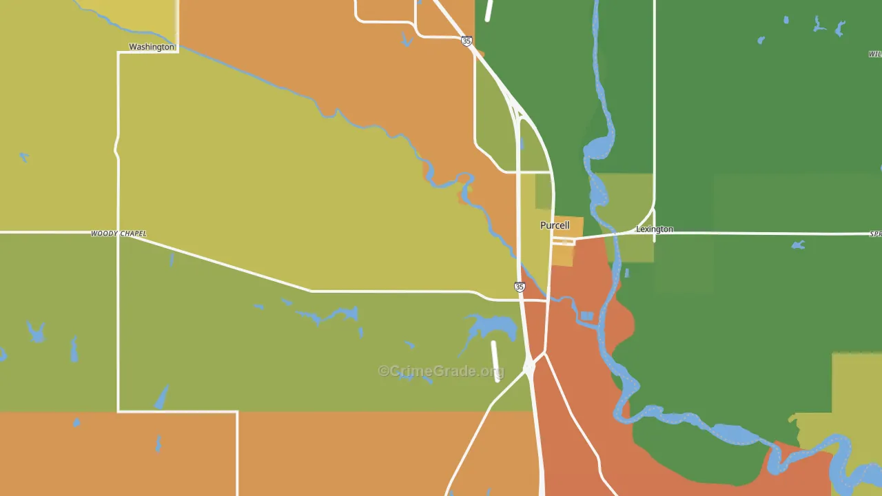 Purcell, OK Map of Murder Rates