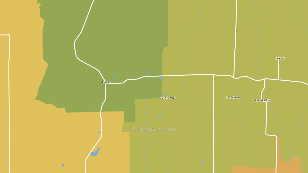 Purdin, MO Map of Murder Rates