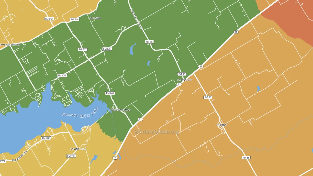 Purdon, TX Map of Murder Rates