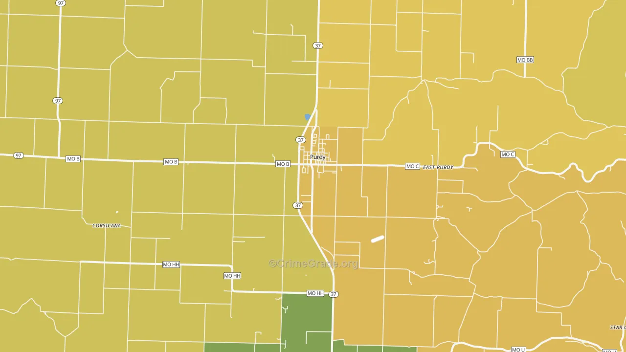 Purdy, MO Map of Murder Rates
