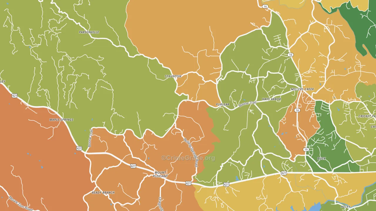 Purlear, NC Map of Murder Rates