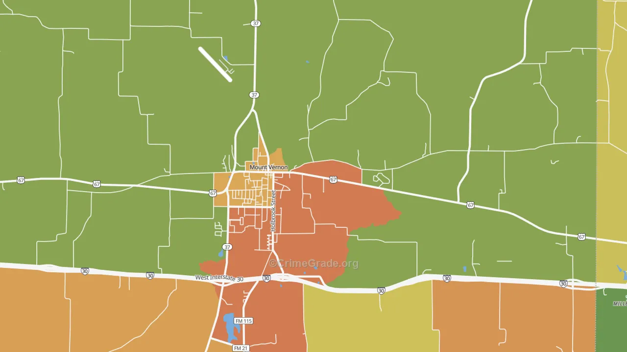 Purley, TX Map of Murder Rates