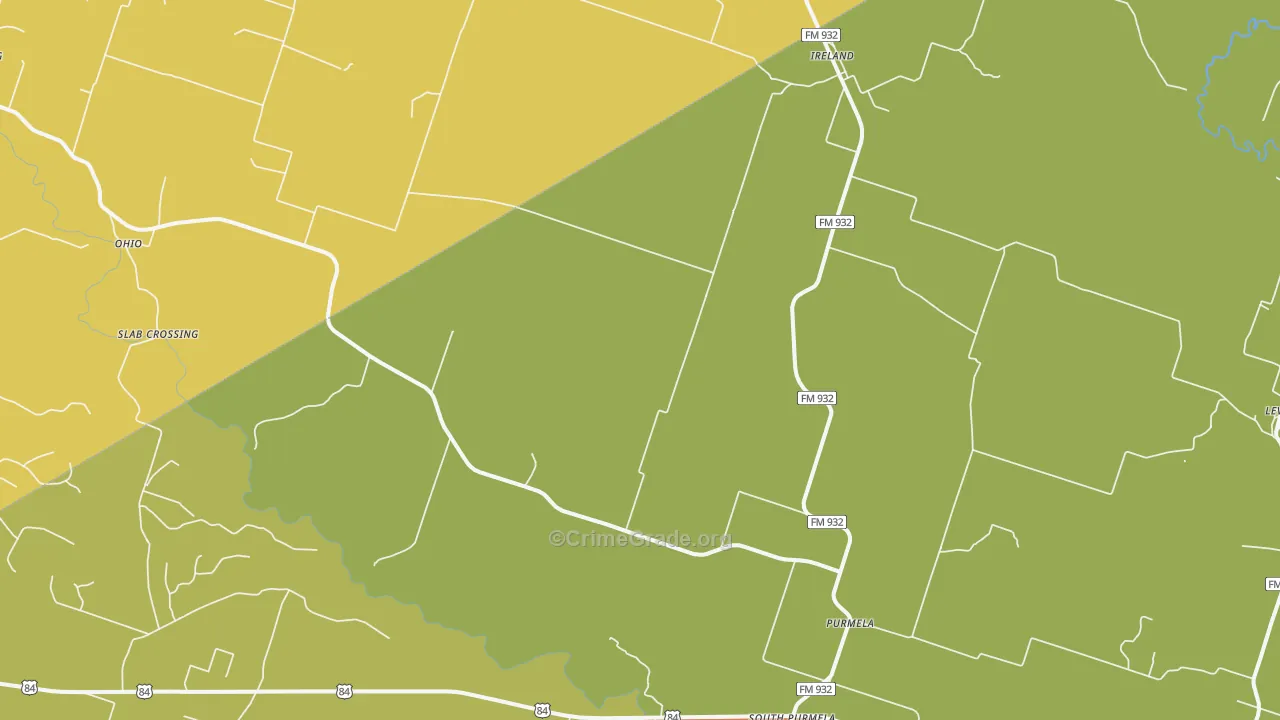 Purmela, TX Map of Murder Rates
