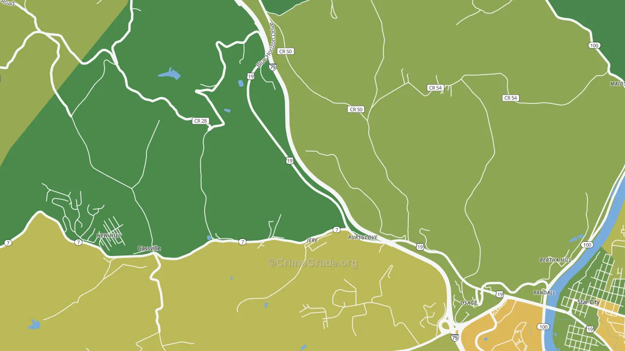 Pursglove, WV Map of Murder Rates