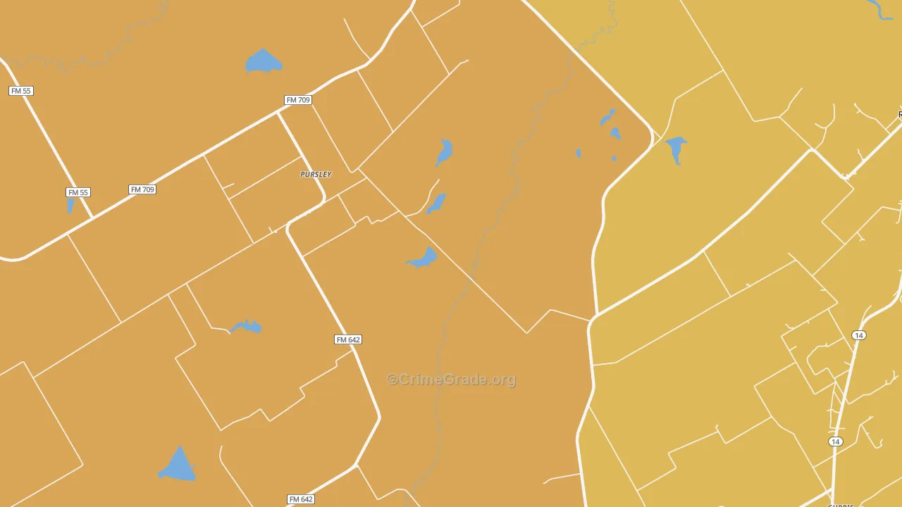 Pursley, TX Map of Murder Rates