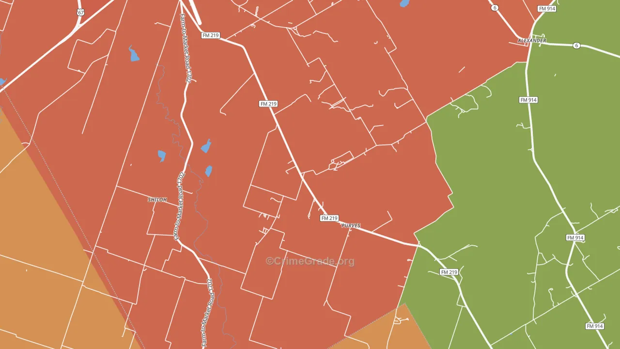 Purves, TX Map of Murder Rates