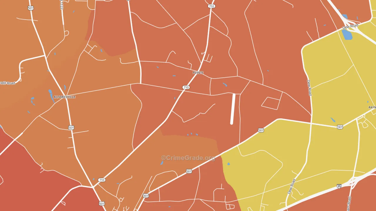 Purvis, NC Map of Murder Rates