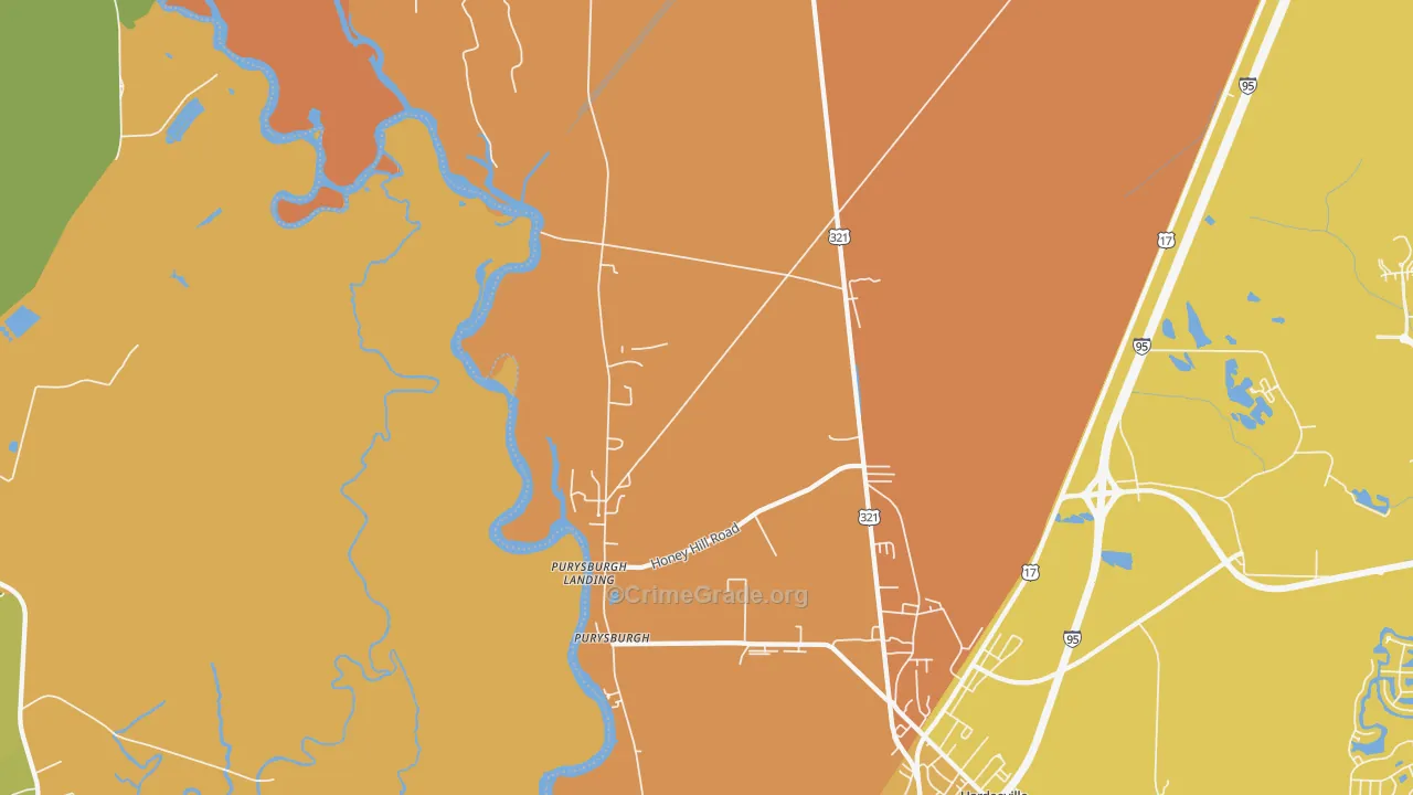 Purysburgh, SC Map of Murder Rates