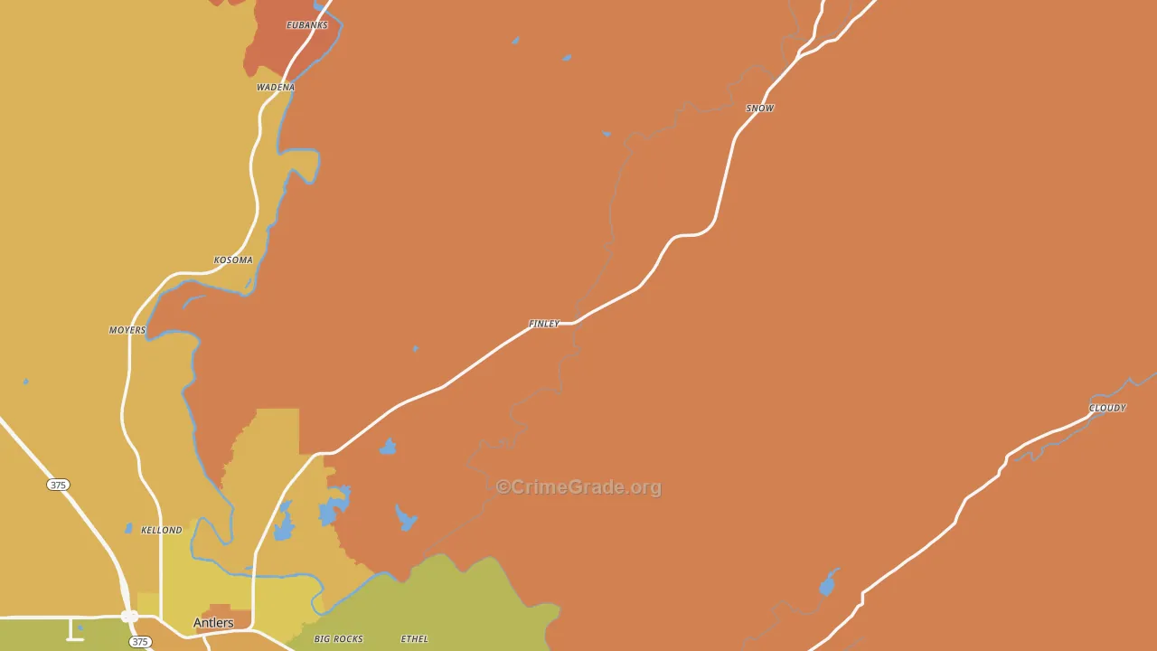 Pushmataha County, OK Map of Murder Rates