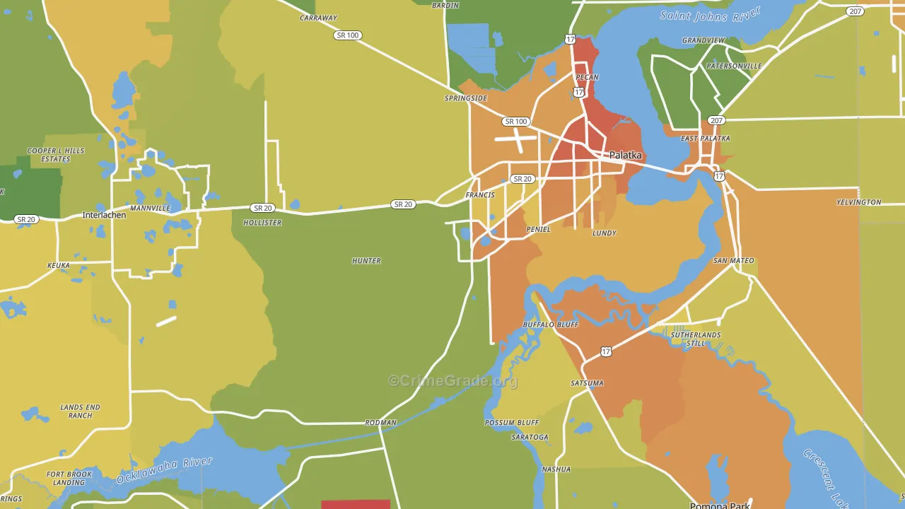 Putnam County, FL Map of Murder Rates