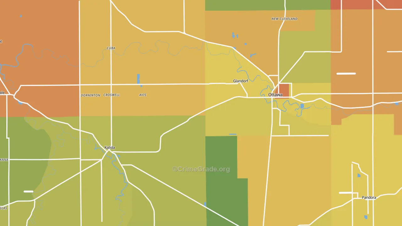 Putnam County, OH Map of Murder Rates