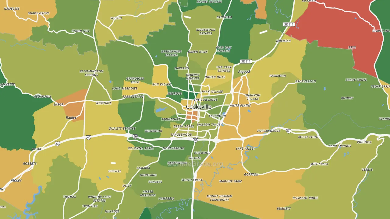 Putnam County, TN Map of Murder Rates