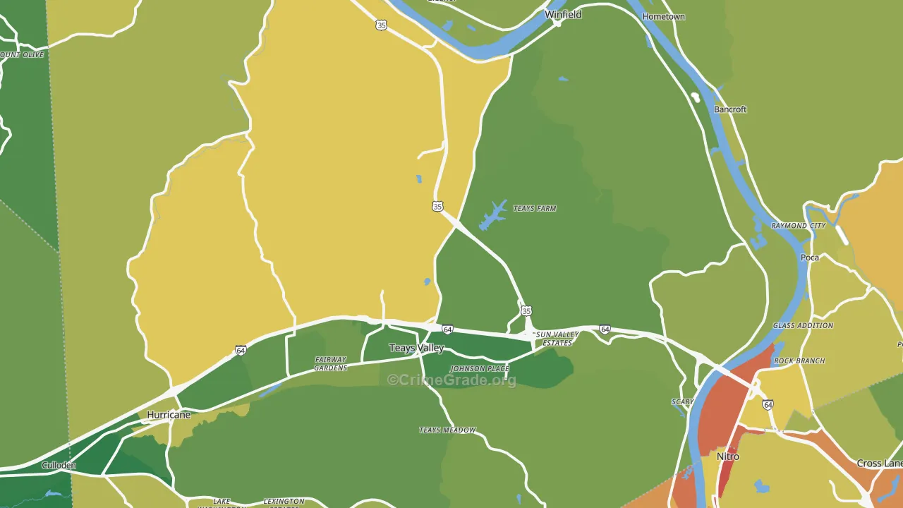 Putnam County, WV Map of Murder Rates