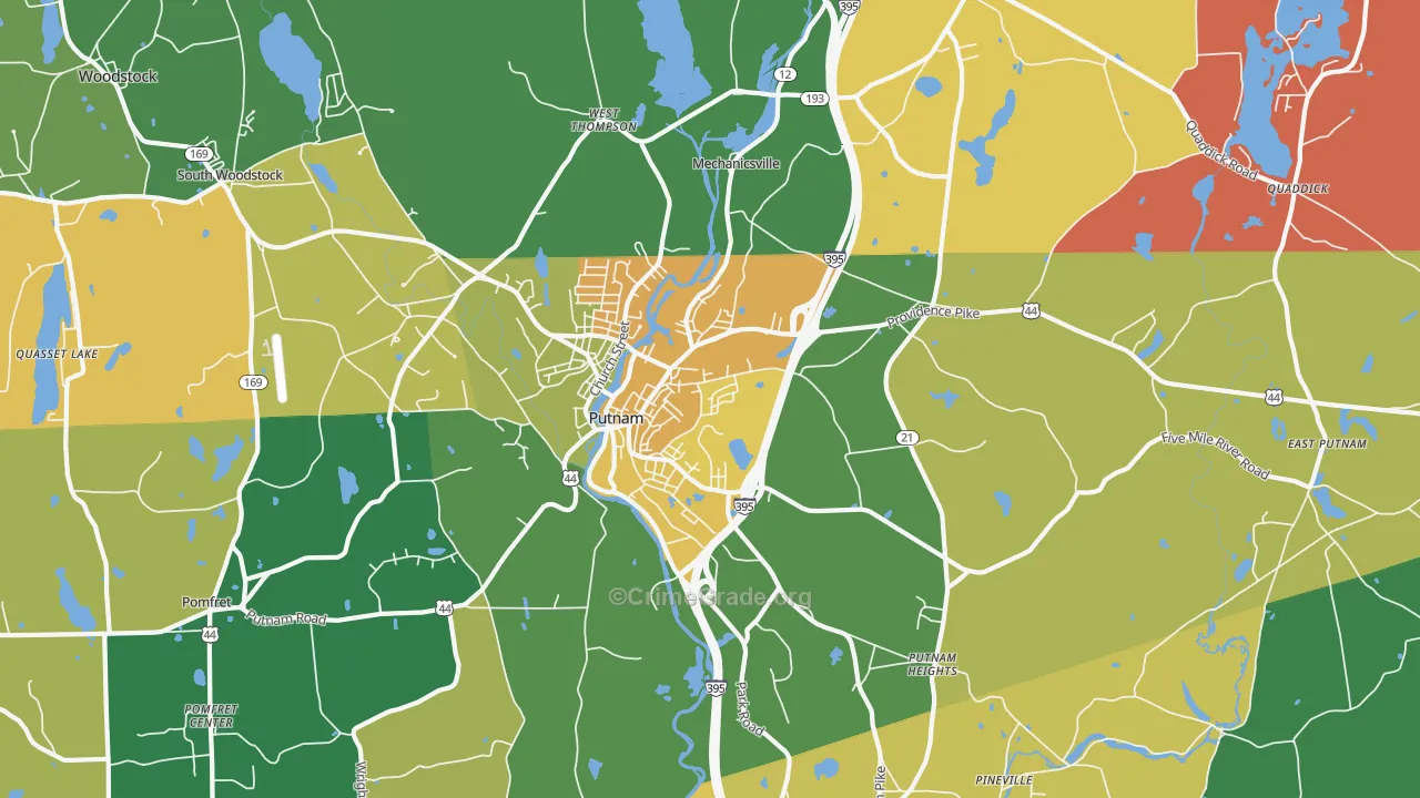 Putnam, CT Map of Murder Rates