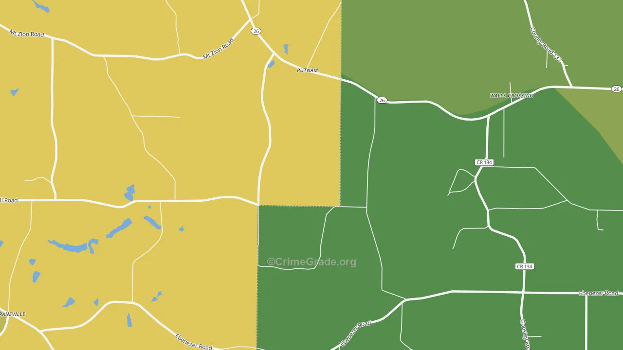 Putnam, GA Map of Murder Rates