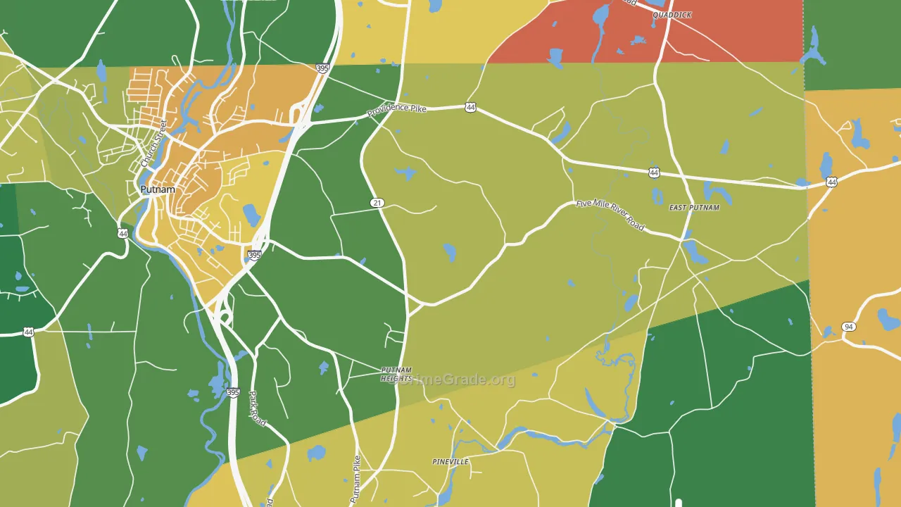 Putnam Heights, CT Map of Murder Rates