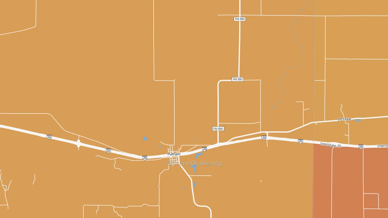 Putnam, TX Map of Murder Rates