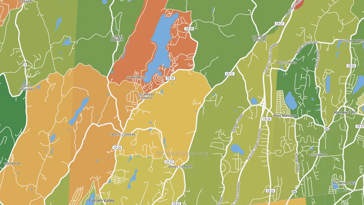 Putnam Valley, NY Map of Murder Rates