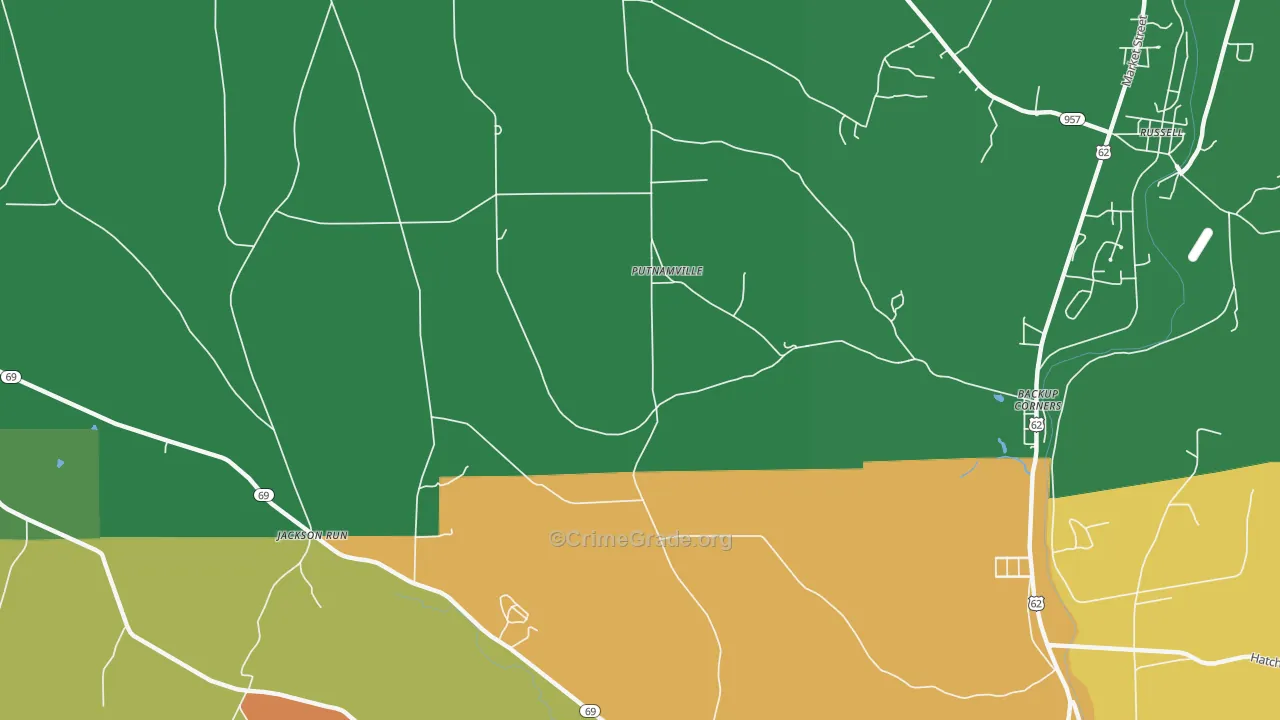 Putnamville, PA Map of Murder Rates