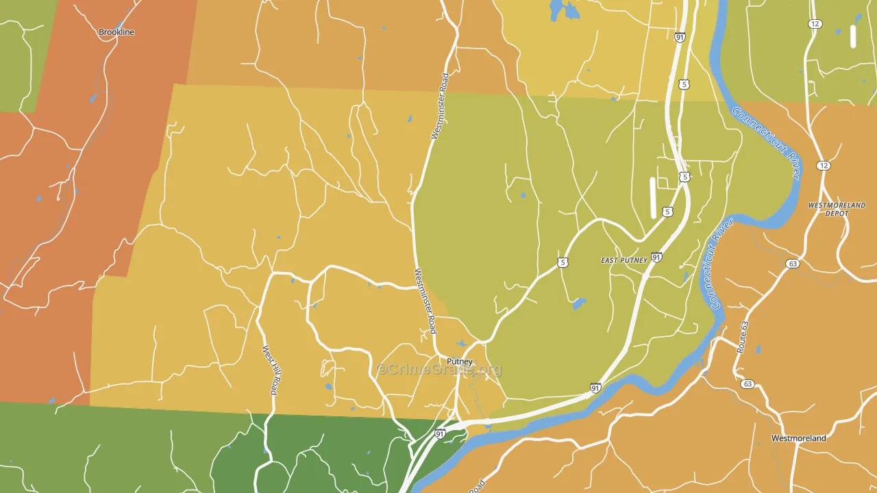 Putney, VT Map of Murder Rates