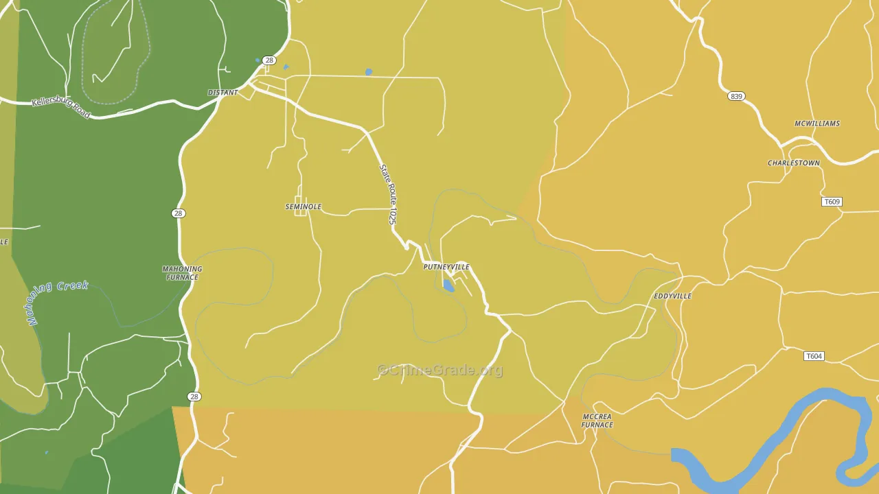 Putneyville, PA Map of Murder Rates
