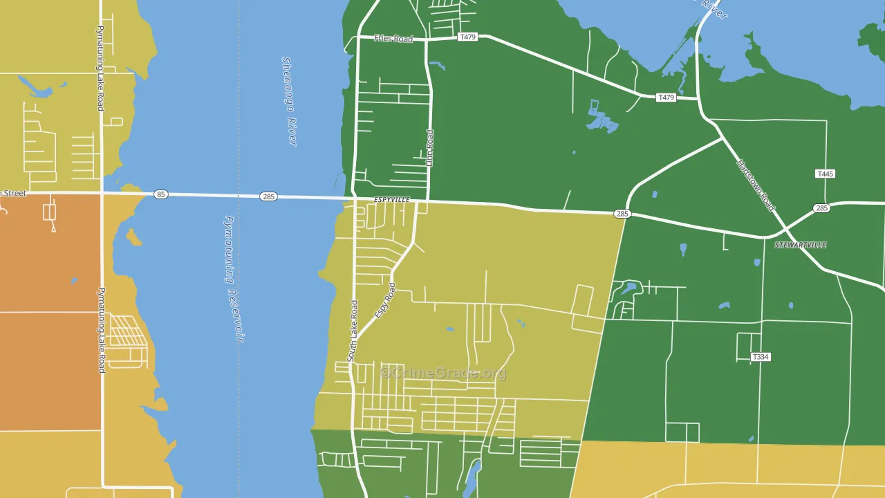 Pymatuning Central, PA Map of Murder Rates