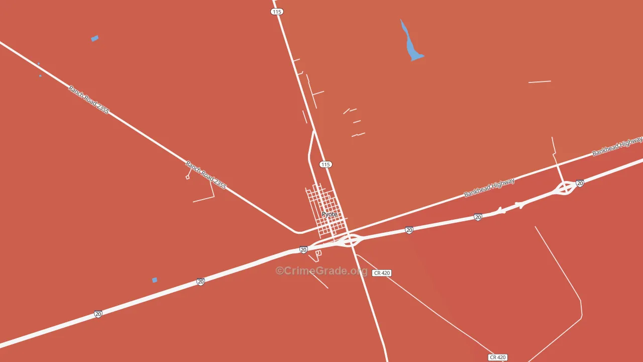 Pyote, TX Map of Murder Rates