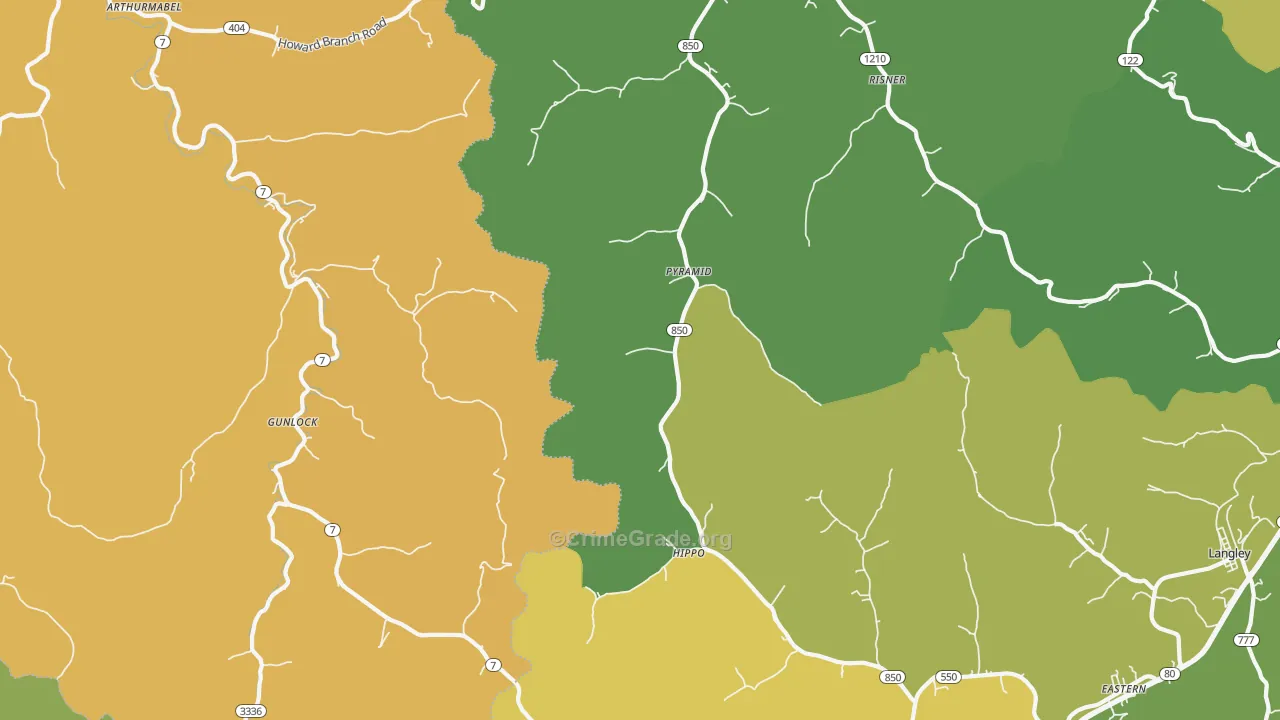 Pyramid, KY Map of Murder Rates