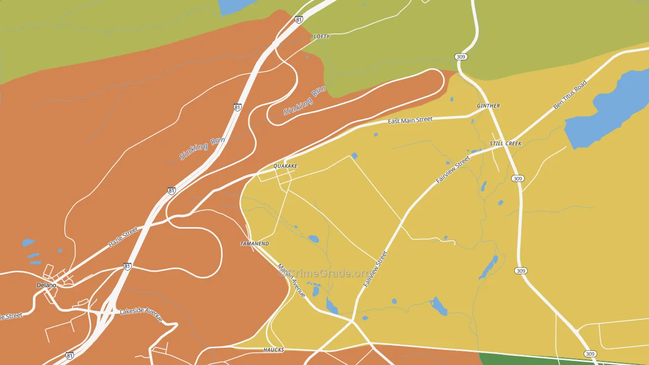 Quakake, PA Map of Murder Rates