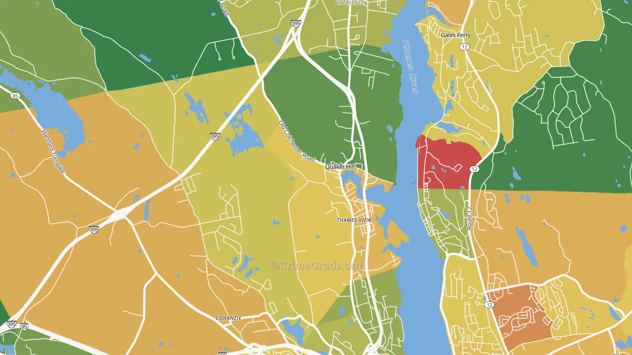Quaker Hill, CT Map of Murder Rates