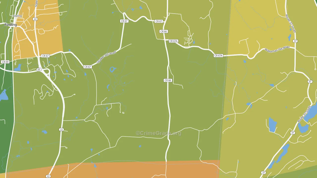 Quaker Hill, NY Map of Murder Rates