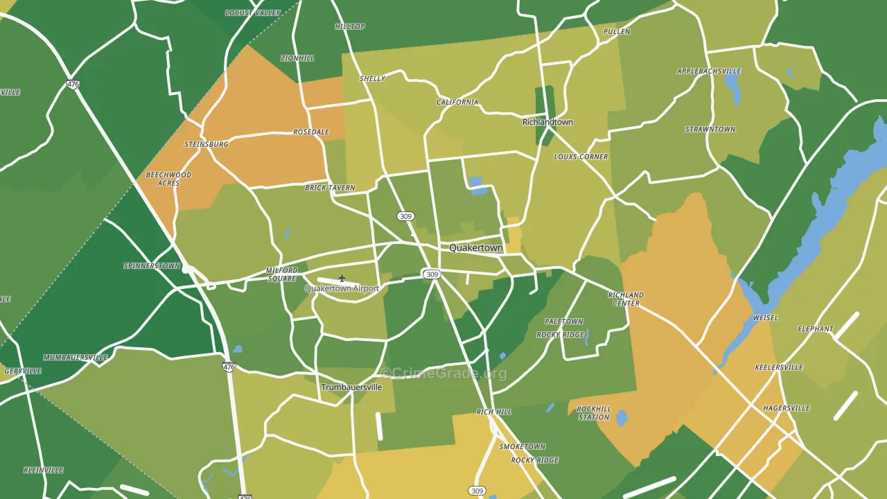 Quakertown, PA Map of Murder Rates