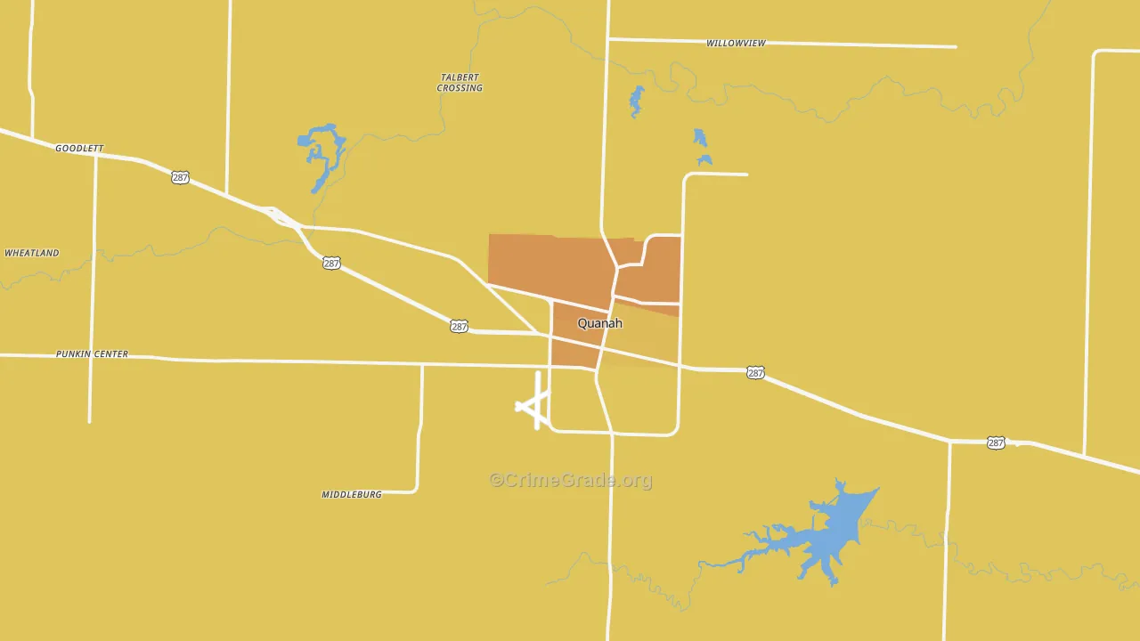 Quanah, TX Map of Murder Rates