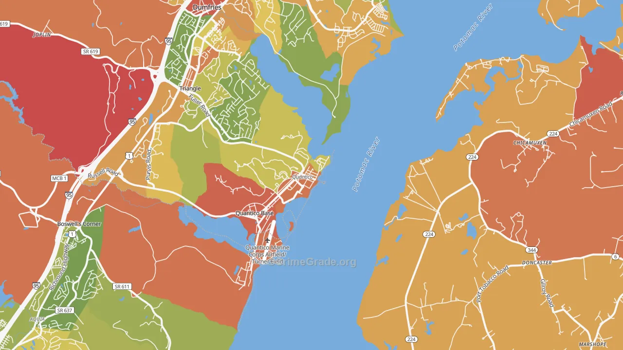 Quantico, VA Map of Murder Rates