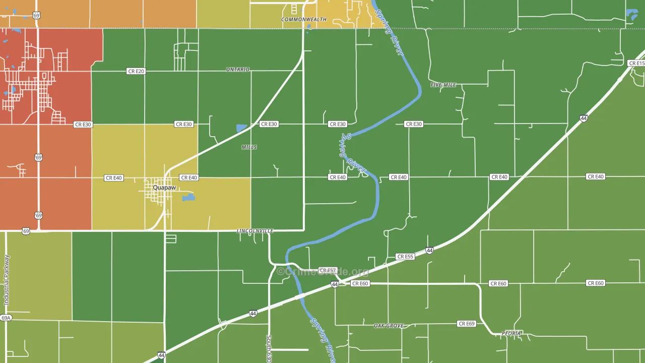 Quapaw, OK Map of Murder Rates