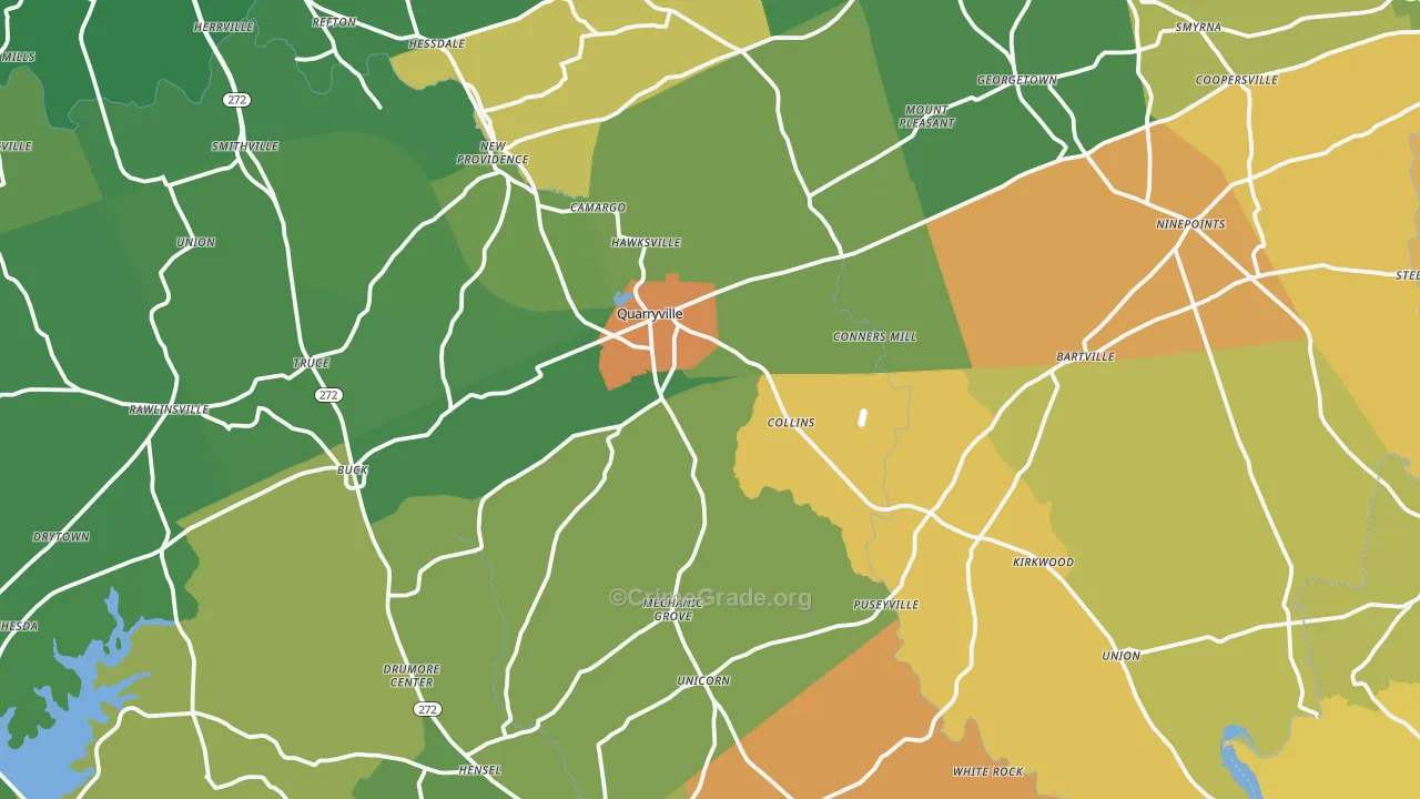 Quarryville, PA Map of Murder Rates
