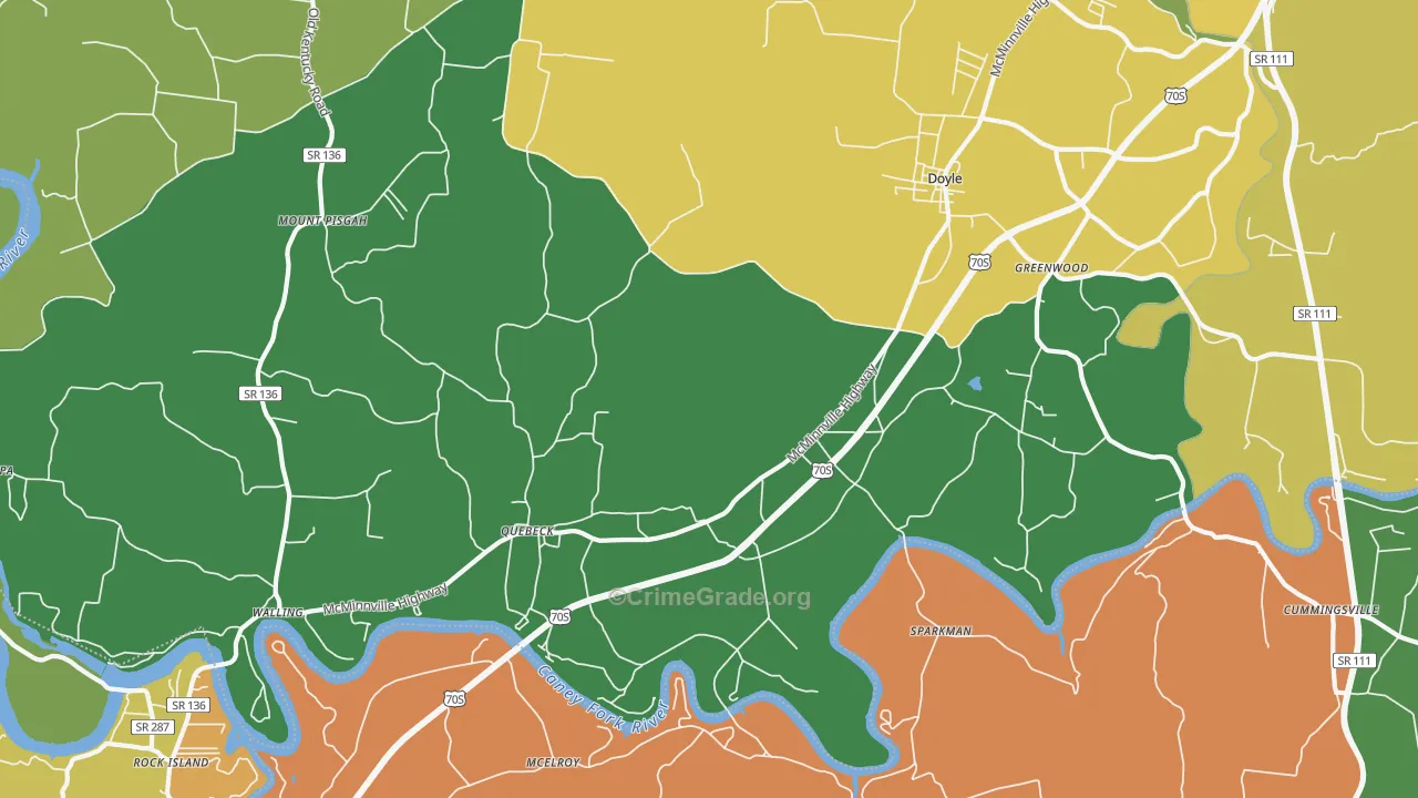 Quebeck, TN Map of Murder Rates