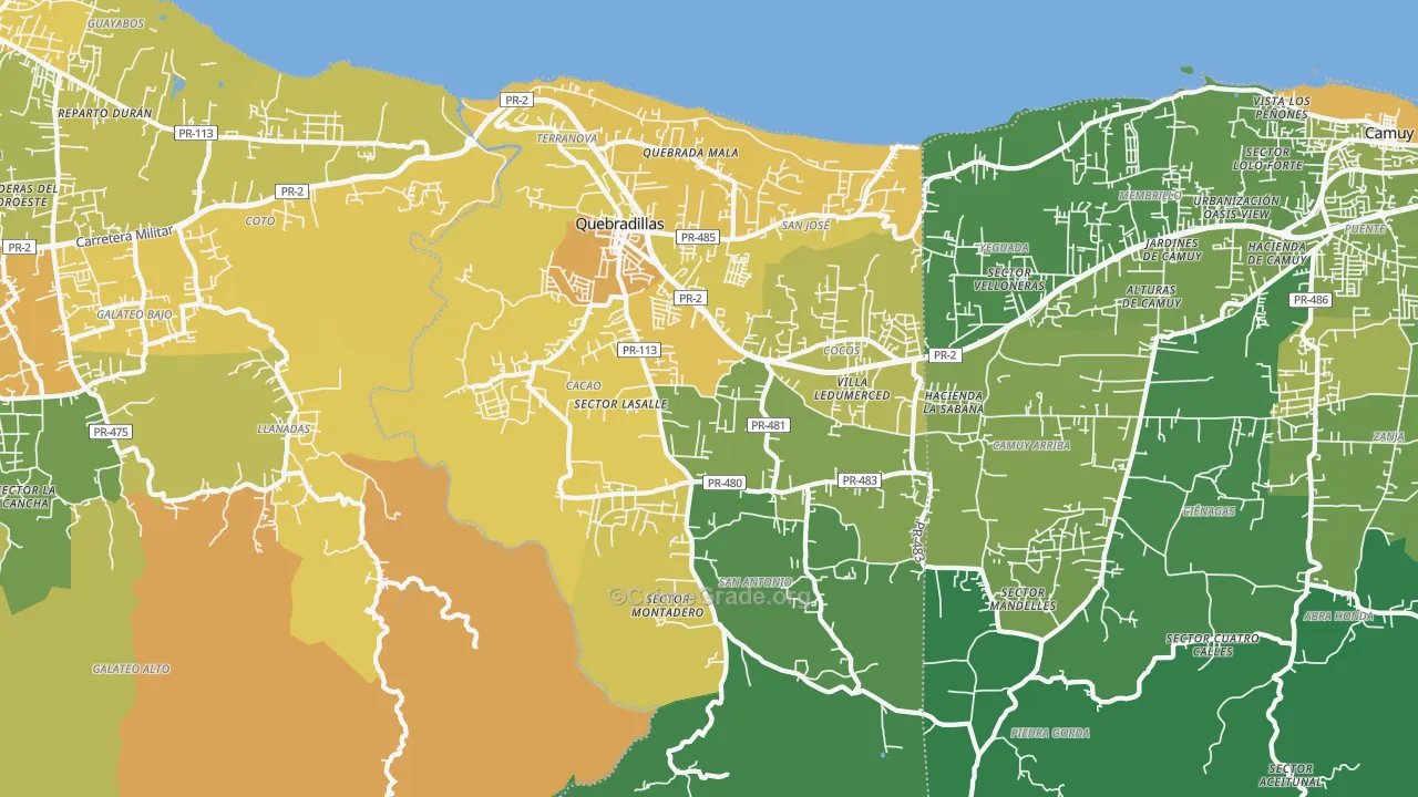 Quebradillas Municipio, PR Map of Murder Rates