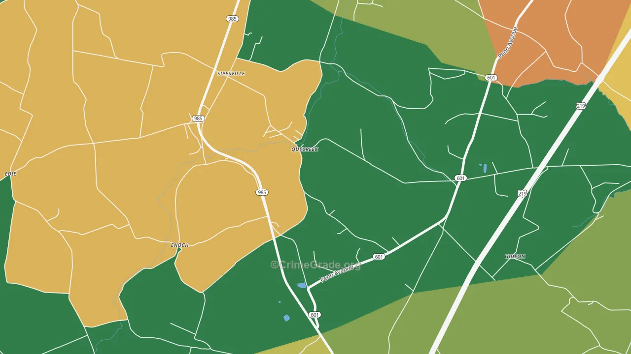 Quecreek, PA Map of Murder Rates