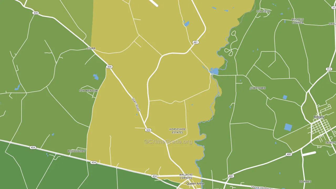 Queen Anne, MD Map of Murder Rates