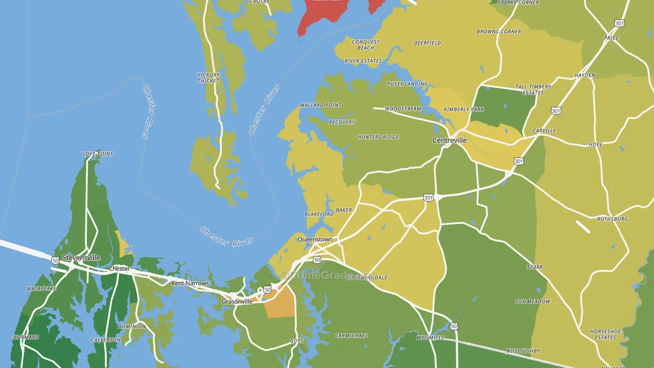 Queen Anne's County, MD Map of Murder Rates