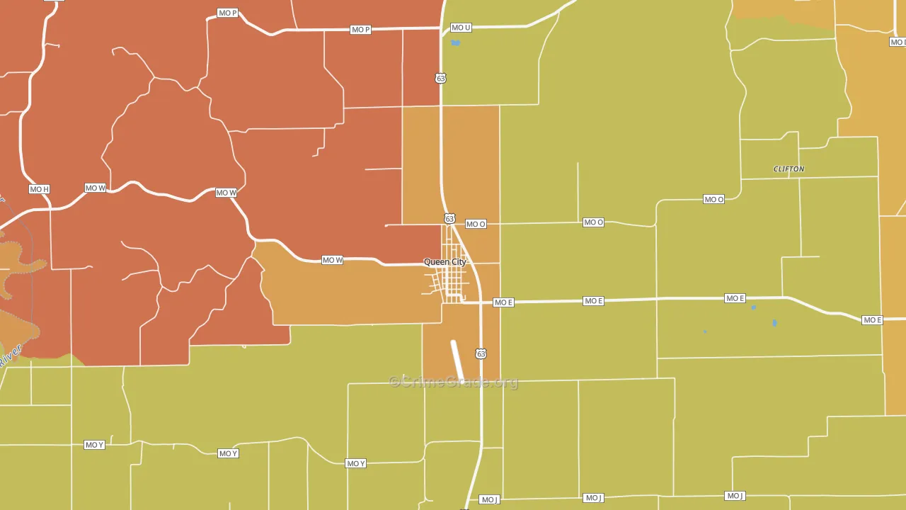 Queen City, MO Map of Murder Rates