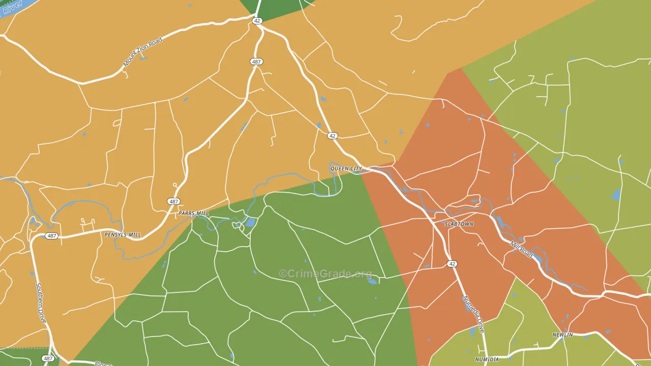 Queen City, PA Map of Murder Rates