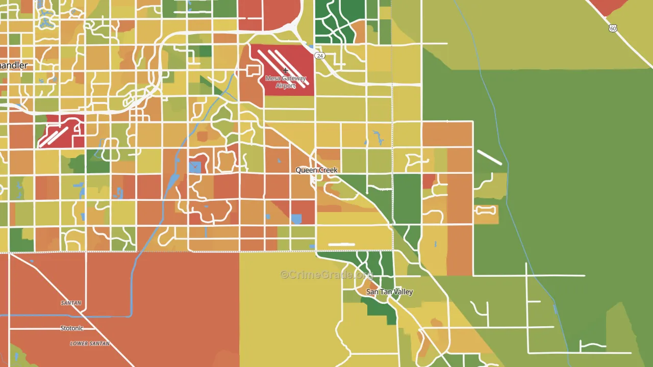 Queen Creek, AZ Map of Murder Rates