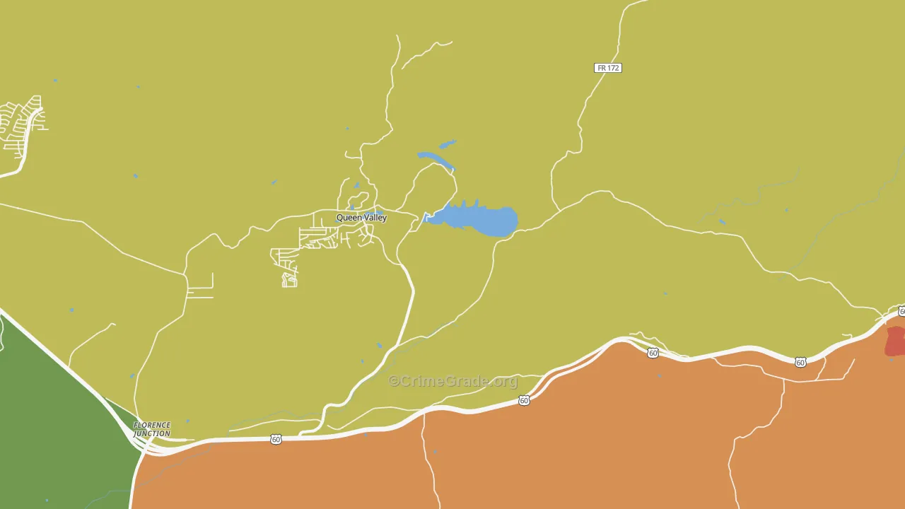 Queen Valley, AZ Map of Murder Rates