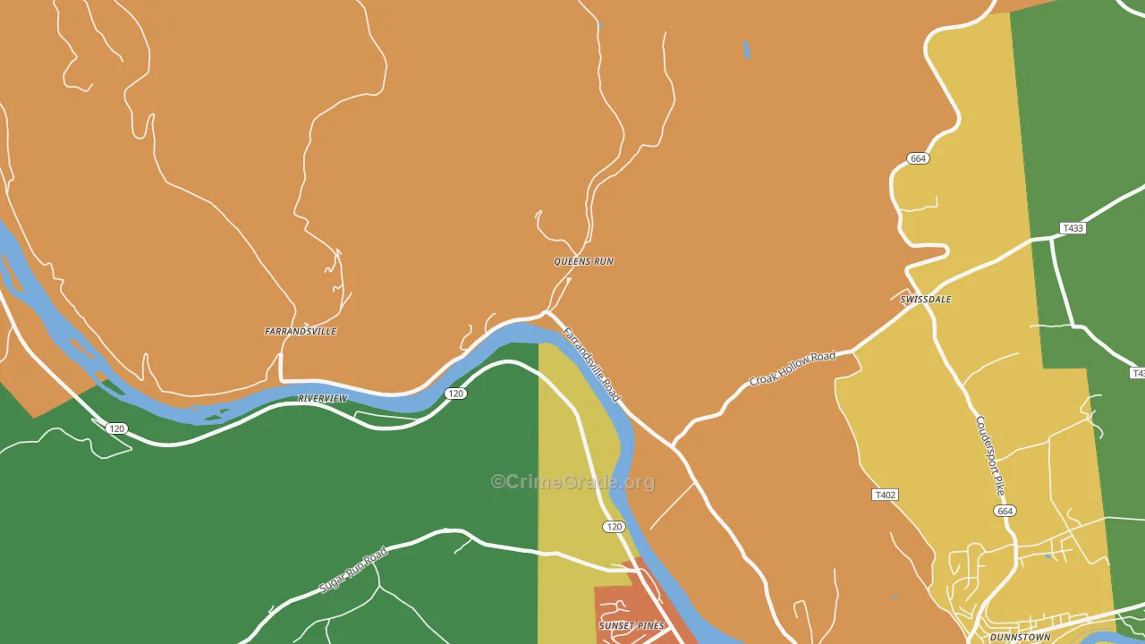 Queens Run, PA Map of Murder Rates