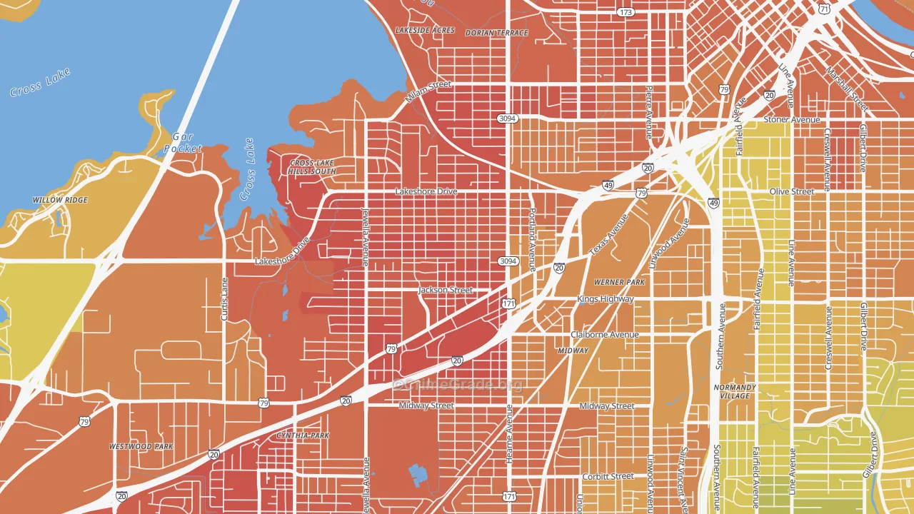 Queensborough, Shreveport, LA Map of Murder Rates