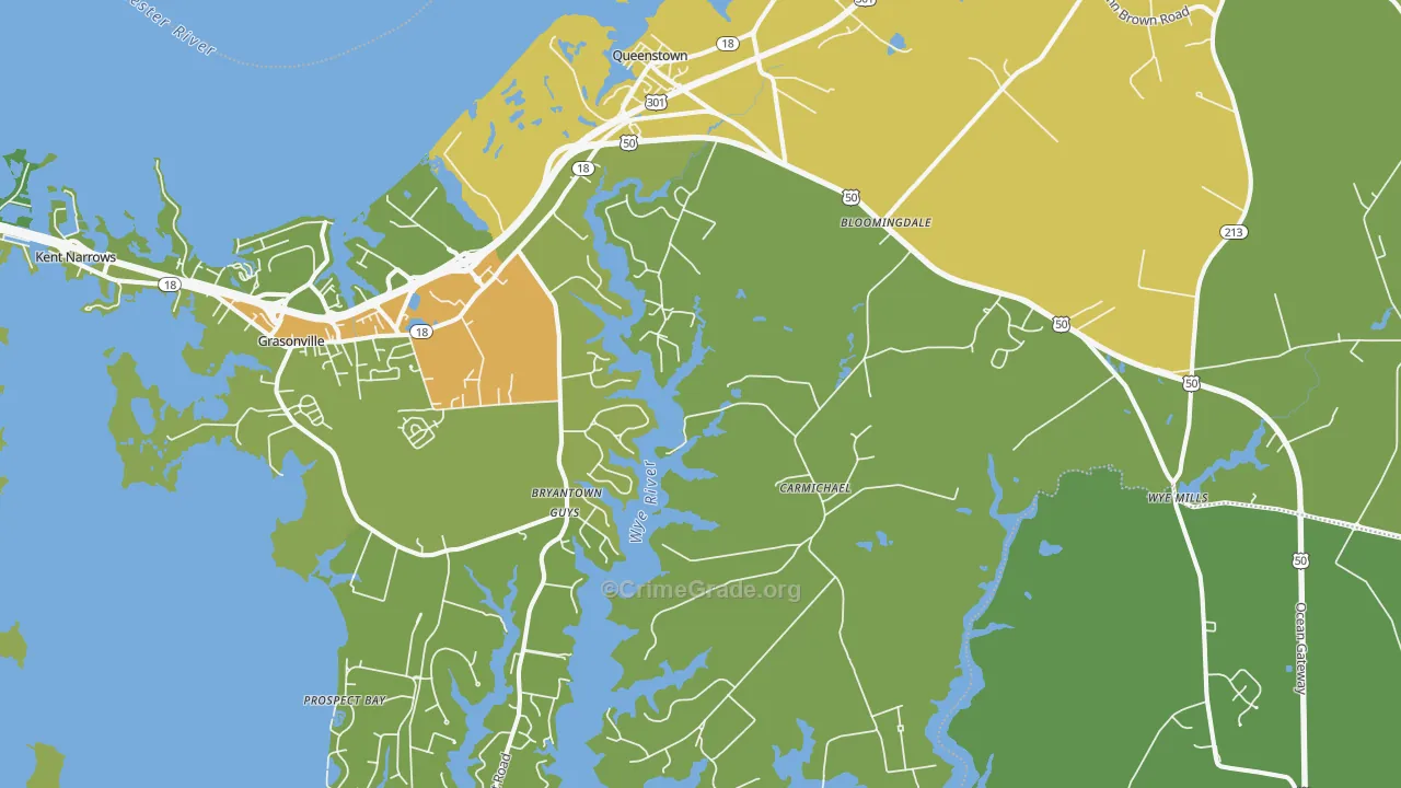 Queenstown, MD Map of Murder Rates