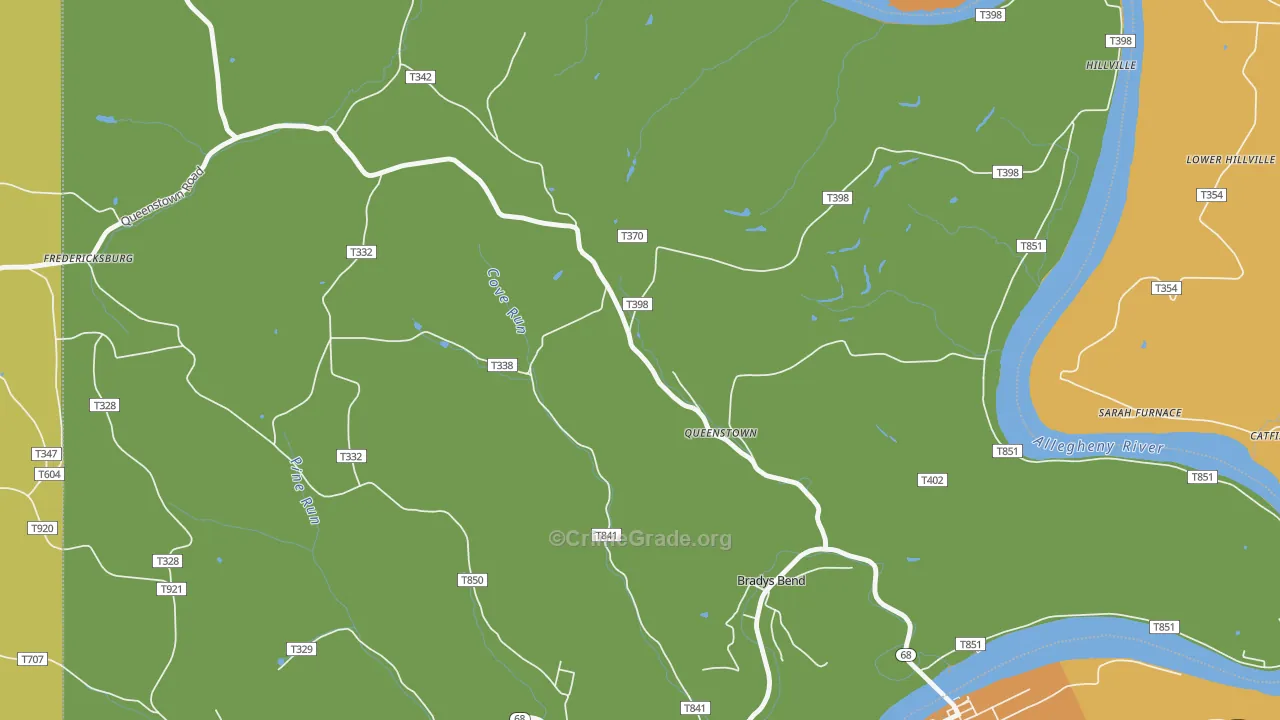 Queenstown, PA Map of Murder Rates